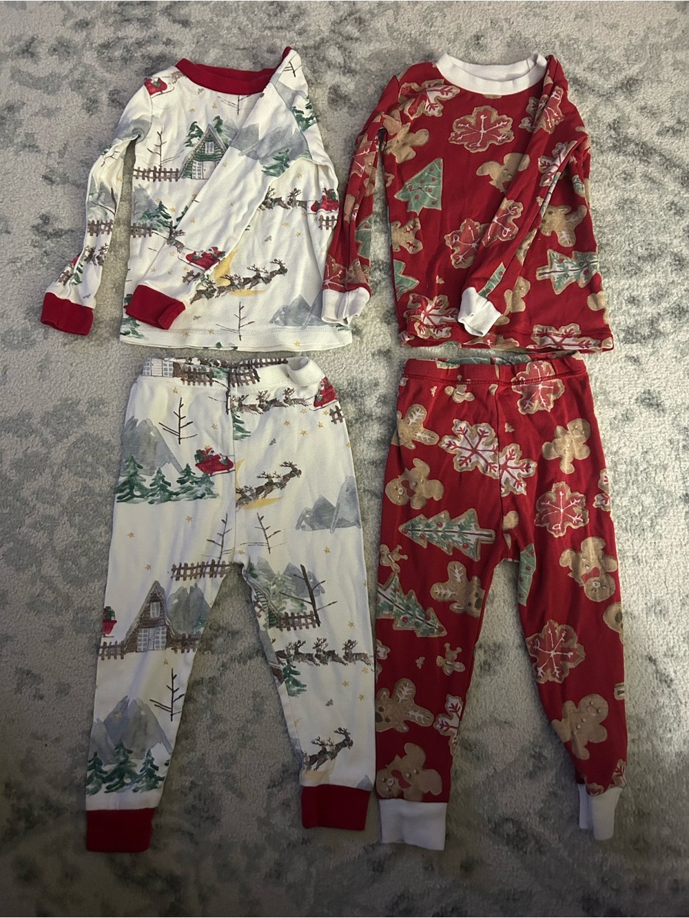 Burt's Bees Kids Holiday Pajama Set - Red & White Festive Prints